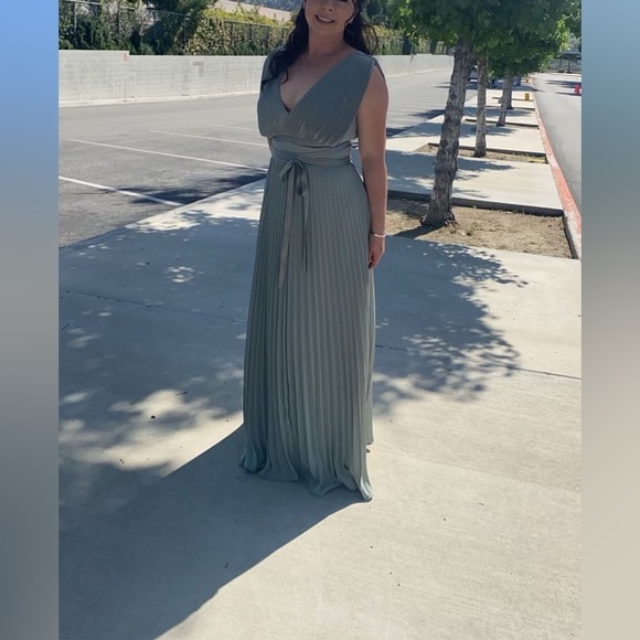 ASOS | Dresses | Copy Asos Design Sage Green Bridesmaid Pleated Cami Maxi  Dress With Satin Wra | Poshmark